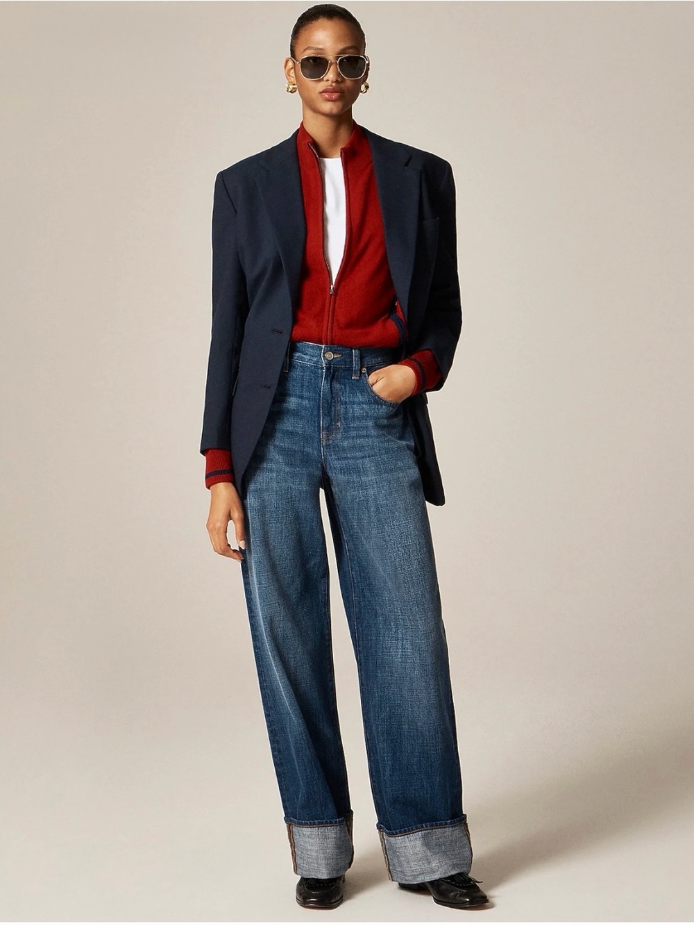 J crew Cuffed lower-rise wide-leg jean size 26